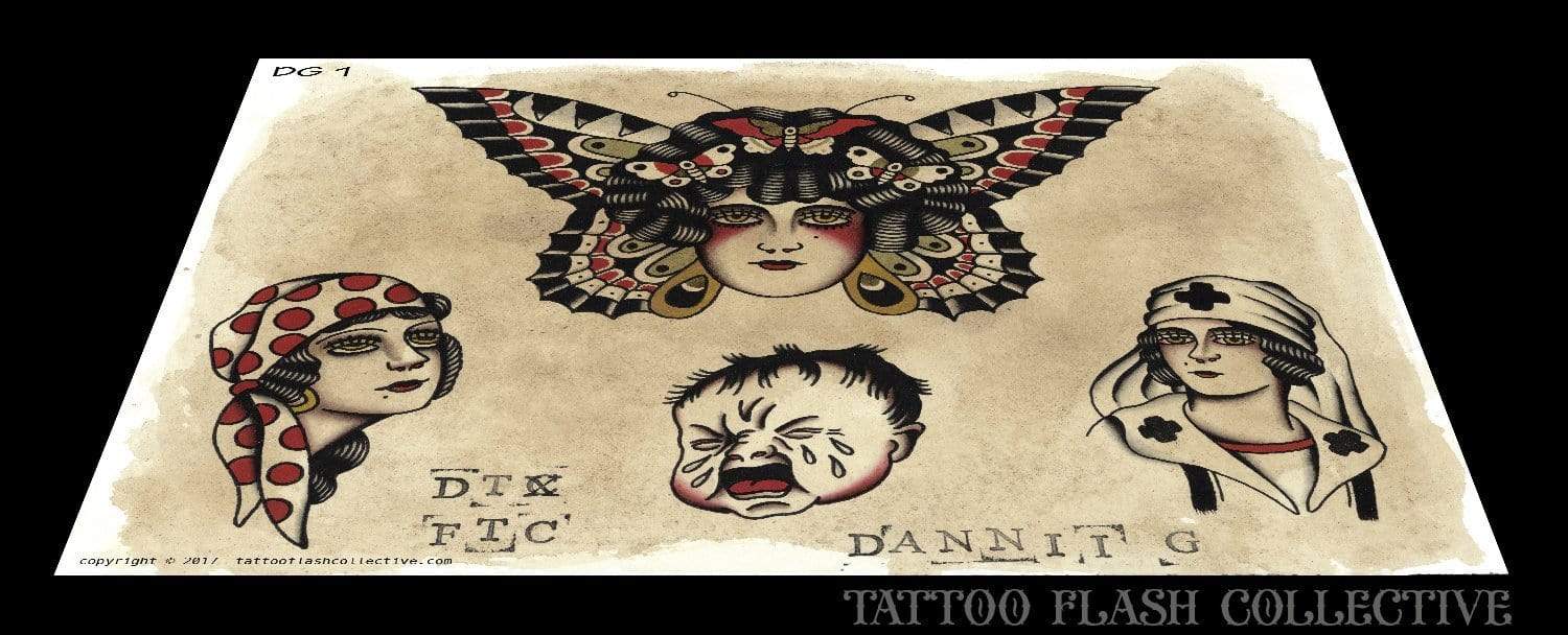 Dannii G 5 page Digital Flash #1-#5 - tattooflashcollective