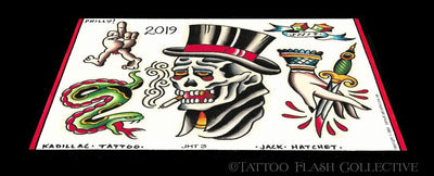 Jack Hatchet 5 page Digital Flash #1-#5 - tattooflashcollective