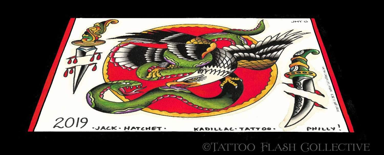 Jack Hatchet 5 page Digital Flash #1-#5 - tattooflashcollective