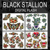 Black Stallion Tattoo digital download Black Stallion 4 page Digital Flash #105-#108