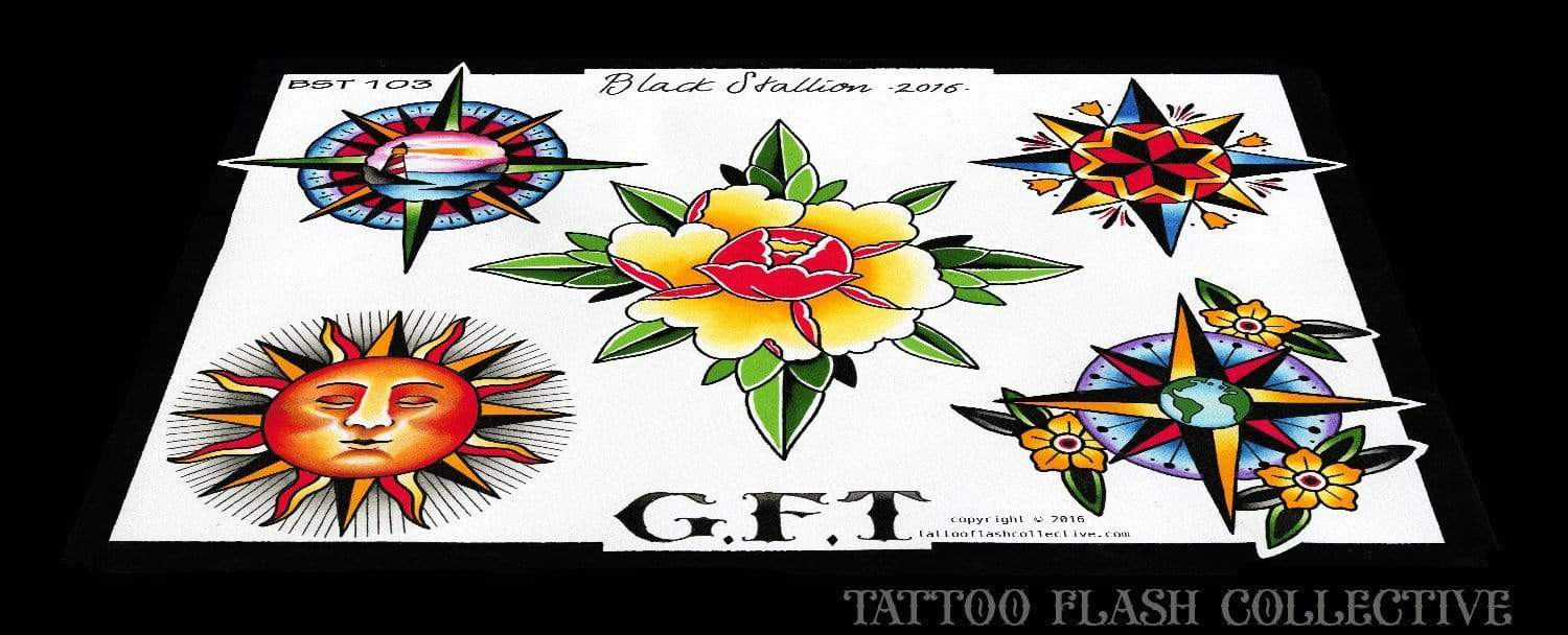 Black Stallion Tattoo digital download Black Stallion 5 page Digital Flash #100-#104