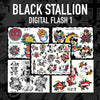 Black Stallion Tattoo digital download Black Stallion 5 page Digital Flash #95-#99