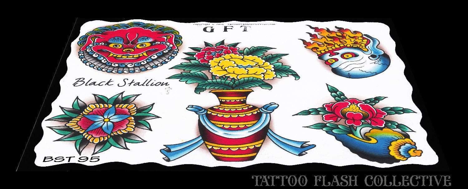 Black Stallion Tattoo digital download Black Stallion 5 page Digital Flash #95-#99