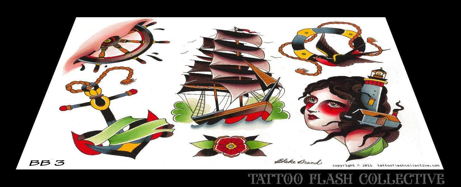 Blake Brand 6 page Digital Flash #1-#6 - tattooflashcollective