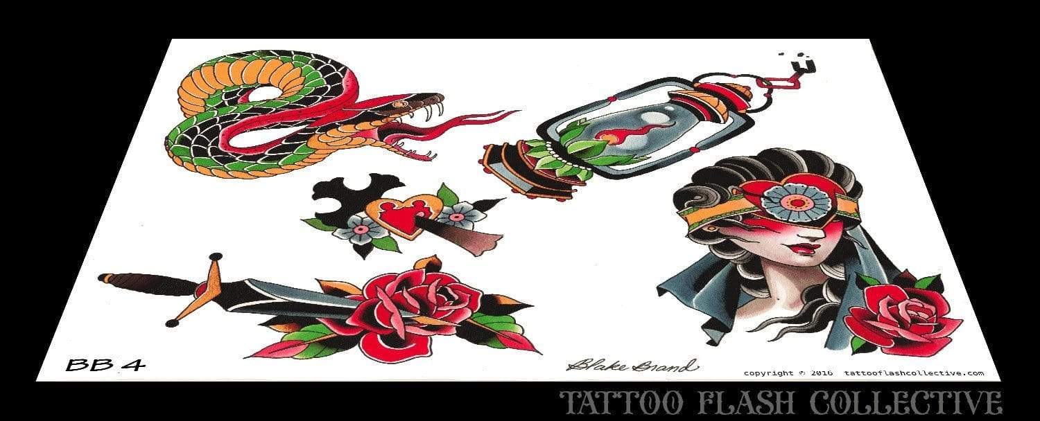 Blake Brand 6 page Digital Flash #1-#6 - tattooflashcollective