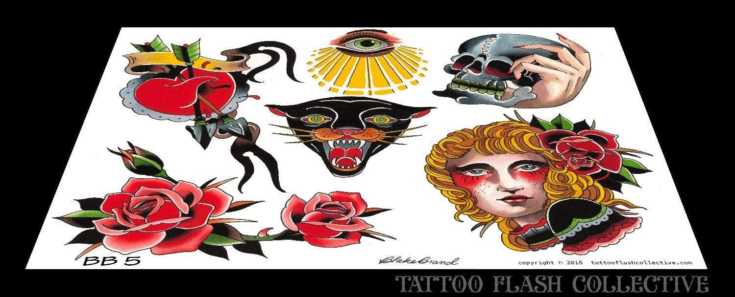 Blake Brand 6 page Digital Flash #1-#6 - tattooflashcollective