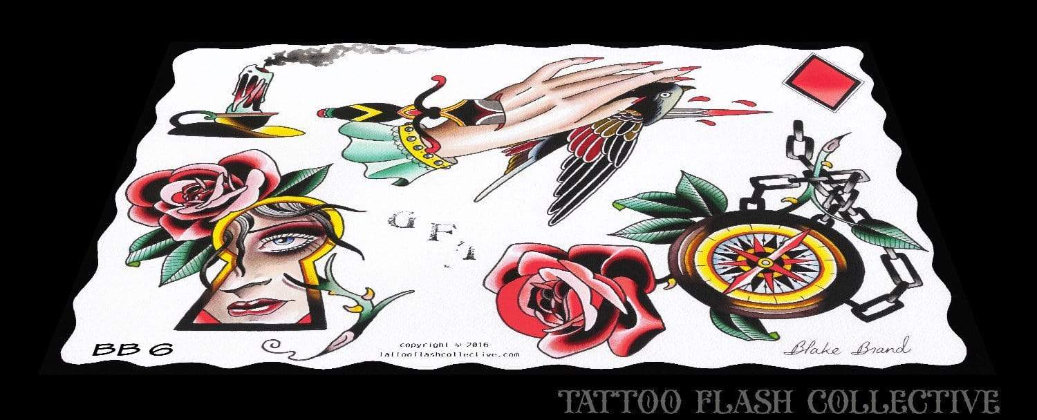 Blake Brand 6 page Digital Flash #1-#6 - tattooflashcollective