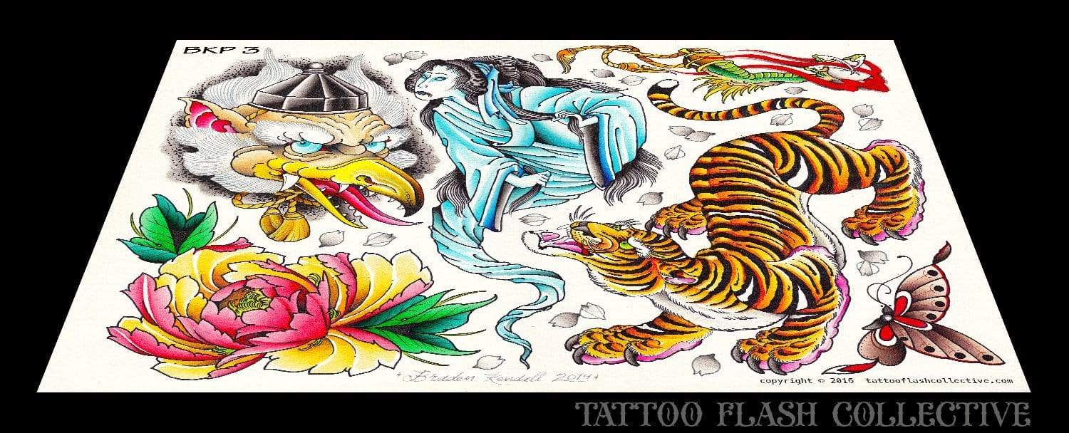 Braden Kendall 5 page Digital Flash #1-5 - tattooflashcollective