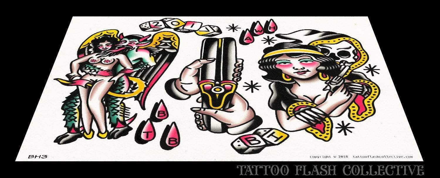Bryce Hudgin 5 page Digital Flash #1-#5 - tattooflashcollective