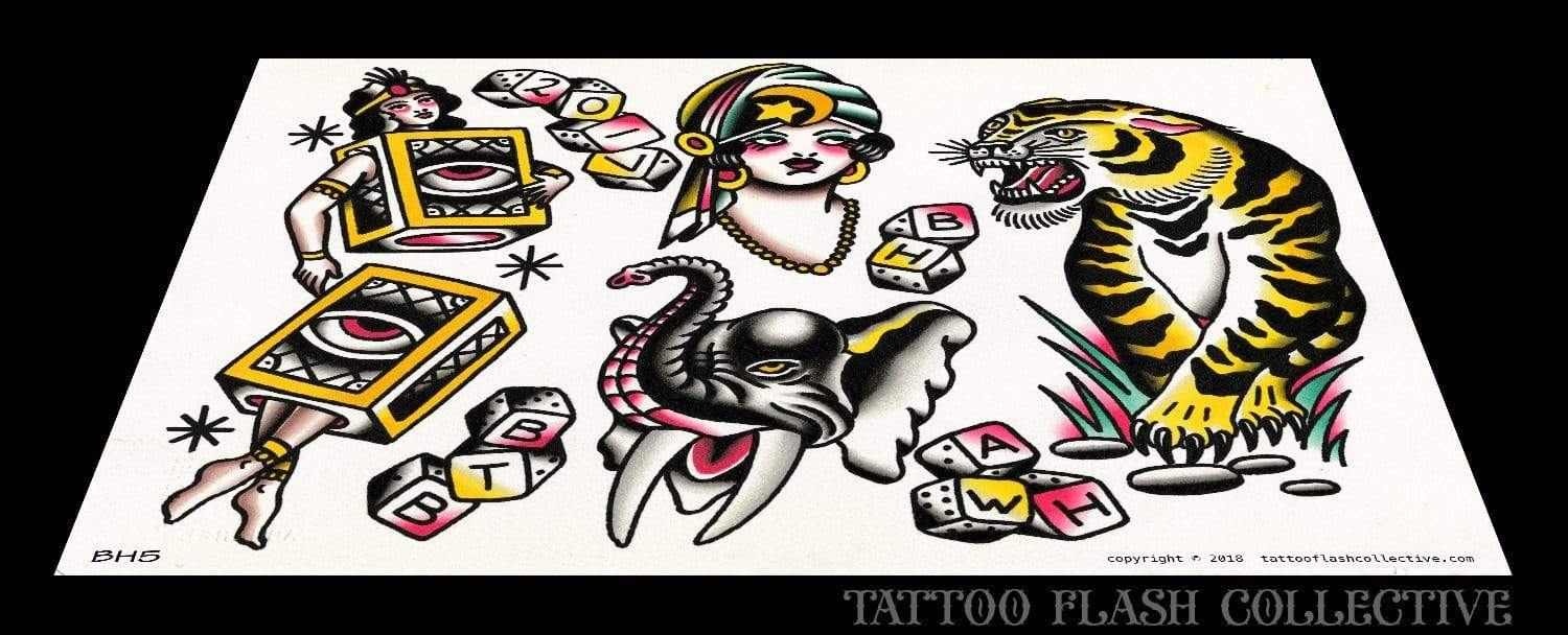 Bryce Hudgin 5 page Digital Flash #1-#5 - tattooflashcollective