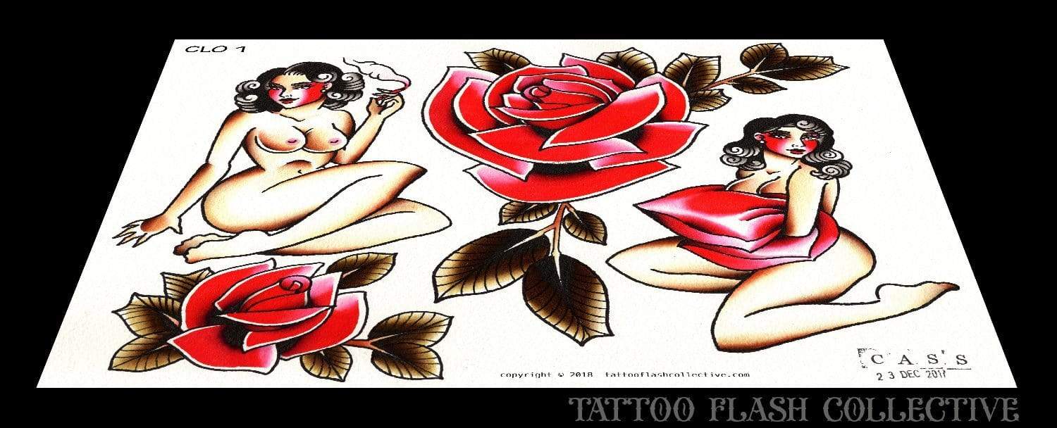 Cassie O'Neal 5 page Digital Flash #1-#5 - tattooflashcollective