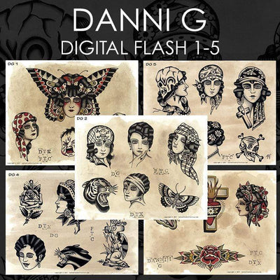 Dannii G 5 page Digital Flash #1-#5 - tattooflashcollective