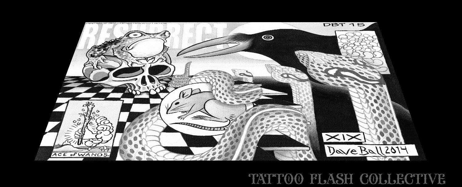 Dave Ball 4 page Digital Flash #13-#16 - tattooflashcollective
