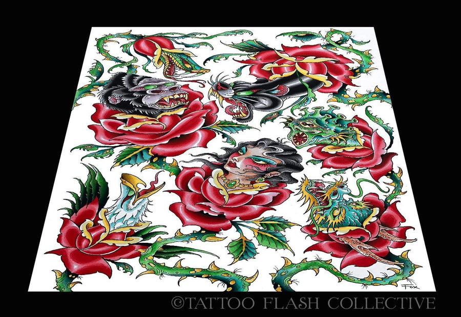 Dave Fox Print#2 12"x16" or 18"x24" - tattooflashcollective