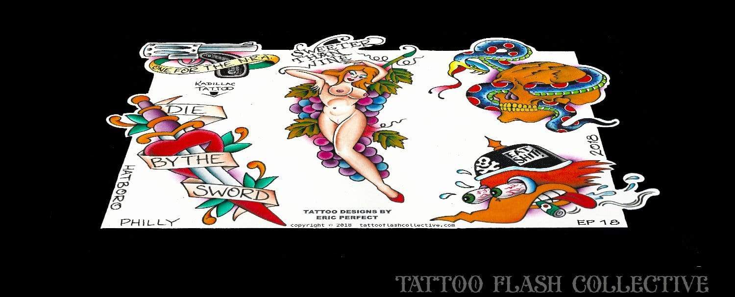 Eric Perfect 7 page Digital Flash #17-#23 - tattooflashcollective