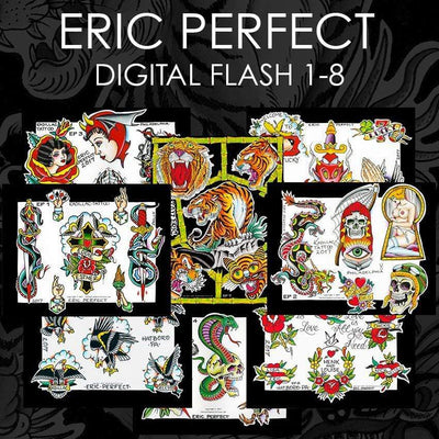Eric Perfect 8 page Digital Flash #1-#8 - tattooflashcollective