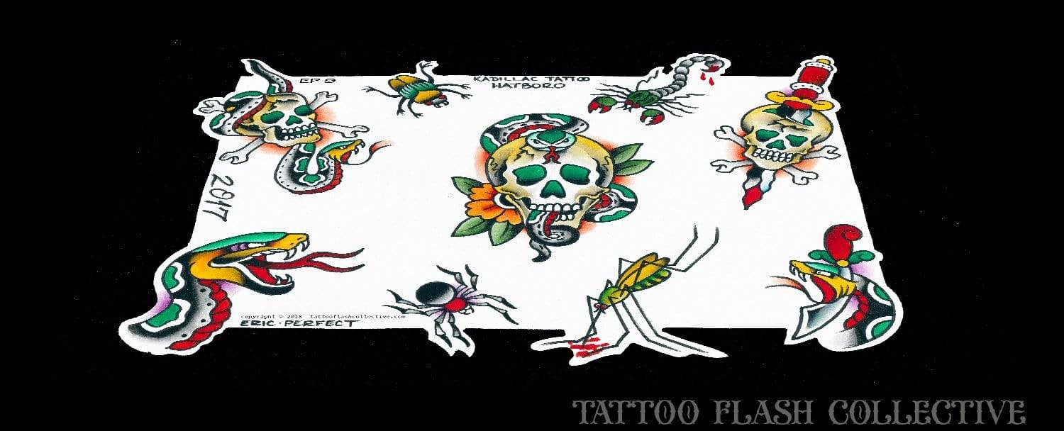 Eric Perfect 8 page Digital Flash #9-#16 - tattooflashcollective