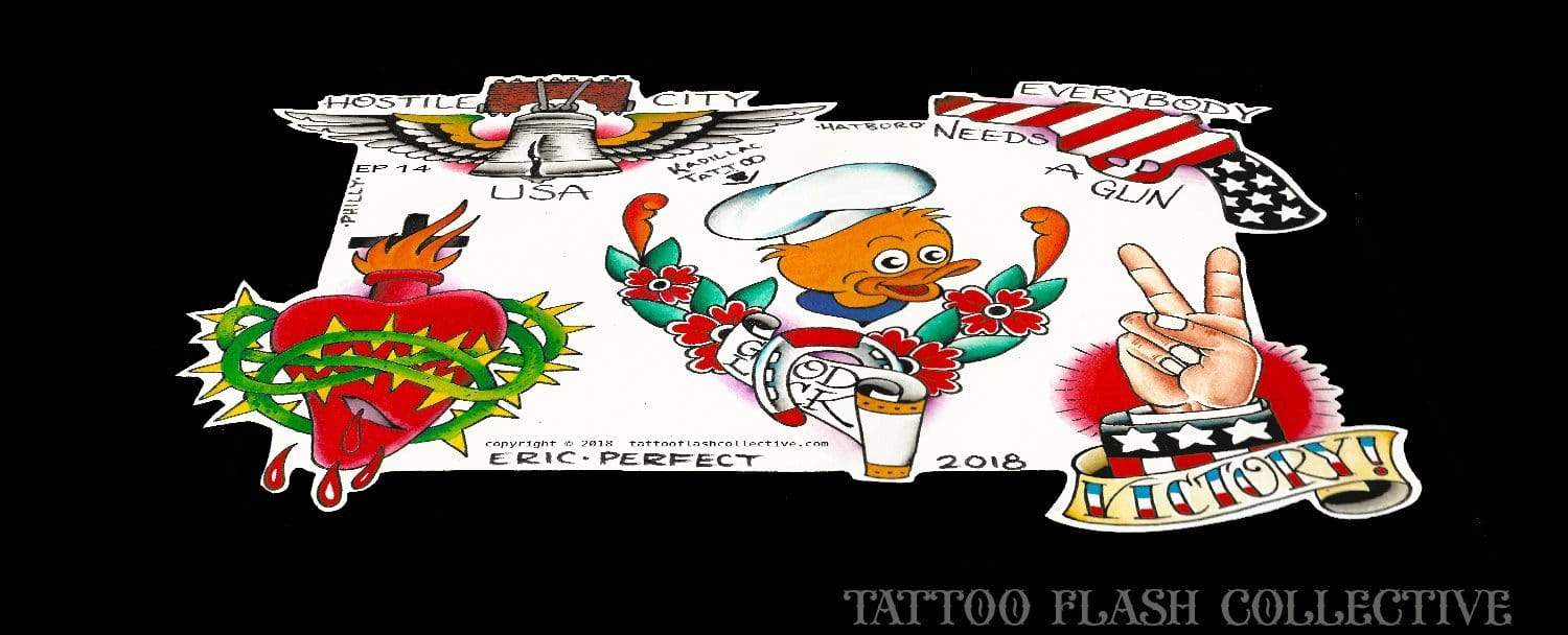 Eric Perfect 8 page Digital Flash #9-#16 - tattooflashcollective