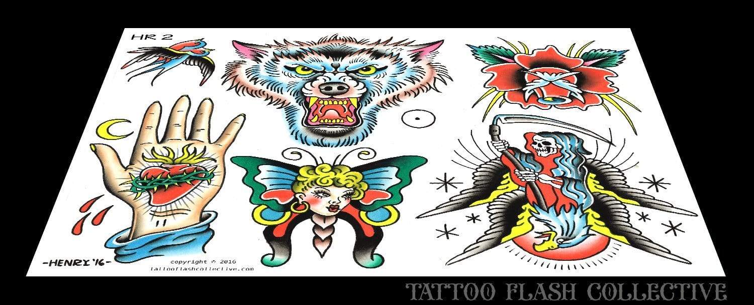 Henry Rodriguez 5 page Digital Flash #1-#5 - tattooflashcollective
