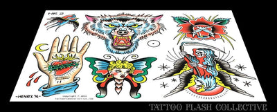 Henry Rodriguez 5 page Digital Flash #1-#5 - tattooflashcollective