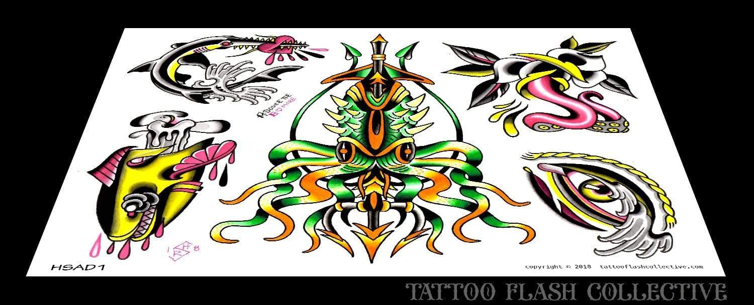 Hunter Spanks/Alex Doucette 6 page Digital Flash #1-#6 - tattooflashcollective