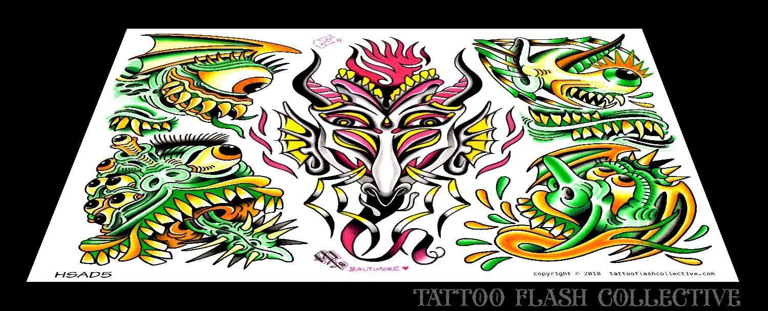 Hunter Spanks/Alex Doucette 6 page Digital Flash #1-#6 - tattooflashcollective