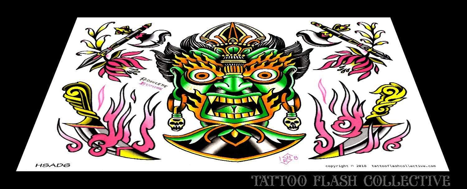 Hunter Spanks/Alex Doucette 6 page Digital Flash #1-#6 - tattooflashcollective