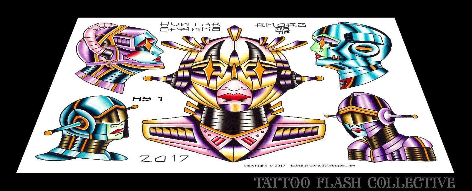 Hunter Spanks 7 page Digital Flash #1-#7 - tattooflashcollective