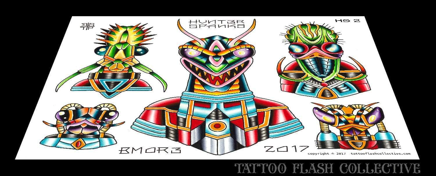 Hunter Spanks 7 page Digital Flash #1-#7 - tattooflashcollective