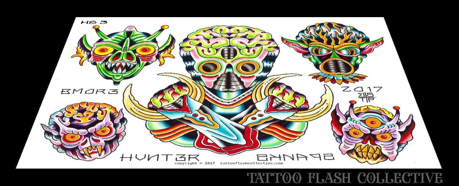 Hunter Spanks 7 page Digital Flash #1-#7 - tattooflashcollective