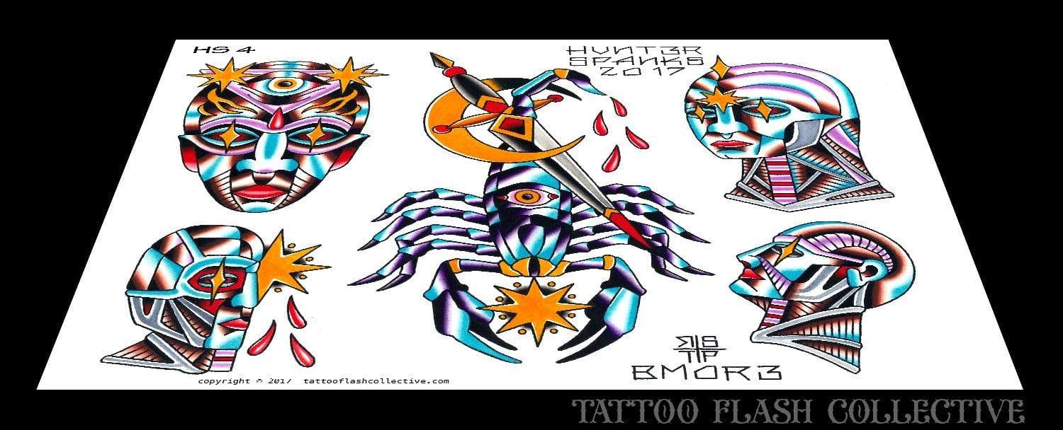 Hunter Spanks 7 page Digital Flash #1-#7 - tattooflashcollective