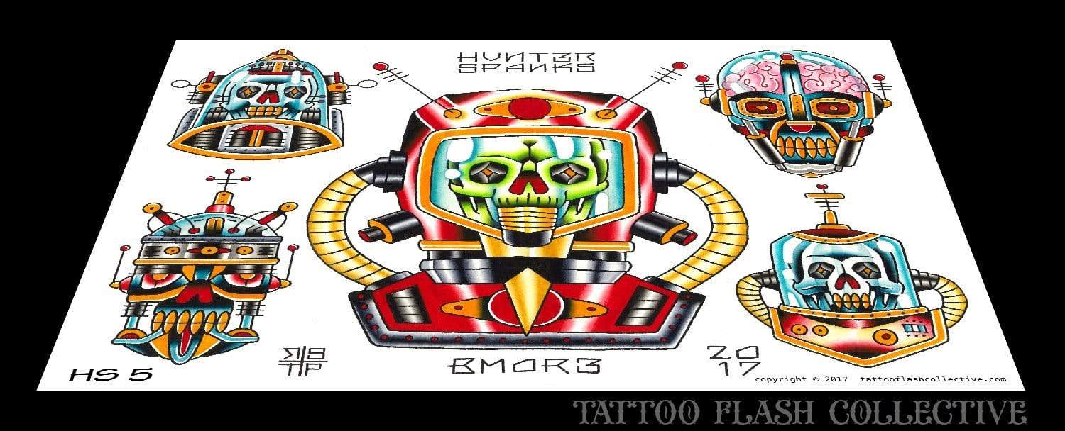 Hunter Spanks 7 page Digital Flash #1-#7 - tattooflashcollective