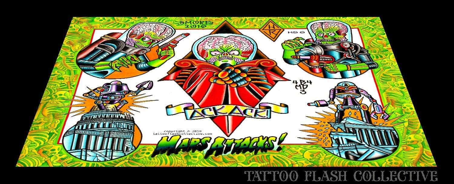 Hunter Spanks 7 page Digital Flash #1-#7 - tattooflashcollective