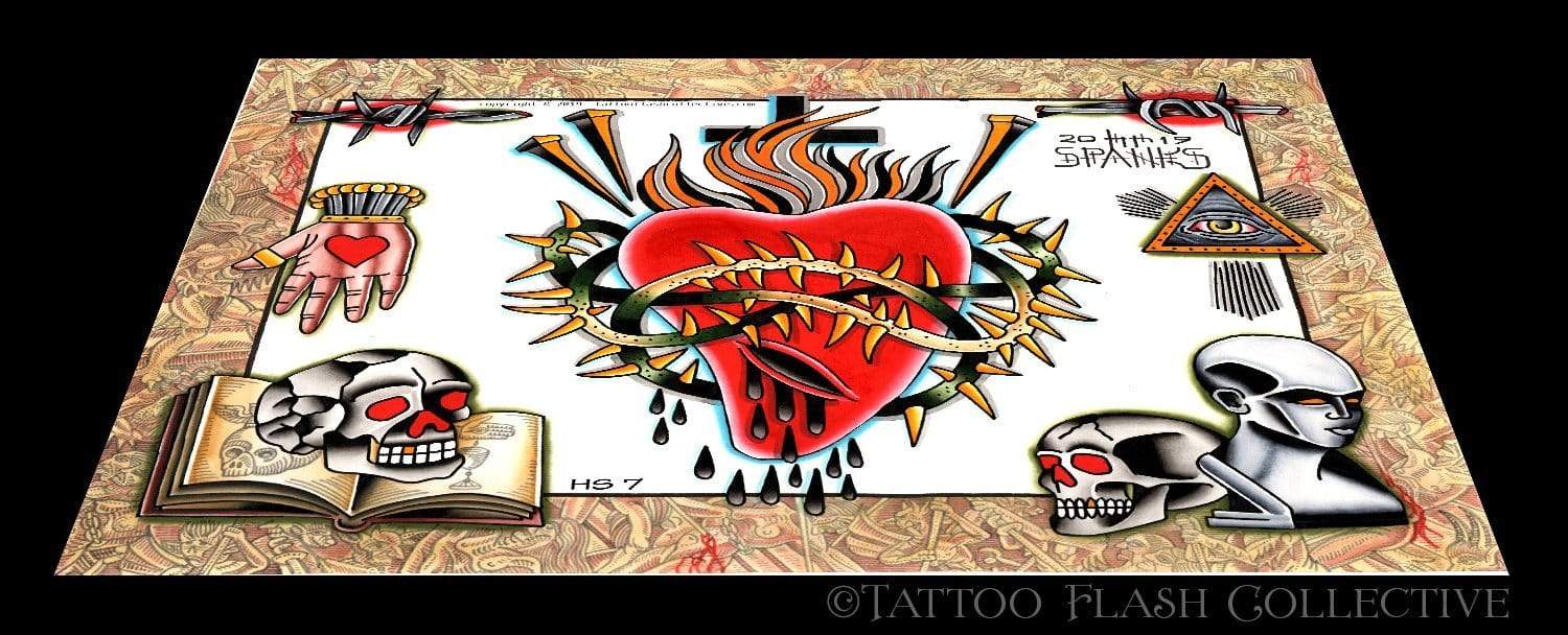 Hunter Spanks 7 page Digital Flash #1-#7 - tattooflashcollective