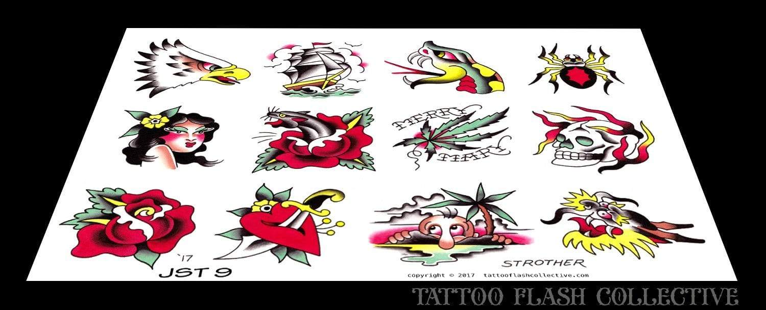 Jesse Strother 5 page Digital Flash #6-#10 - tattooflashcollective