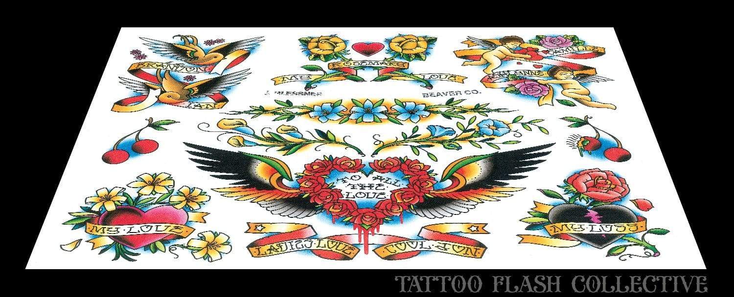John Glessner 7 page Digital Flash #11-#17 - tattooflashcollective