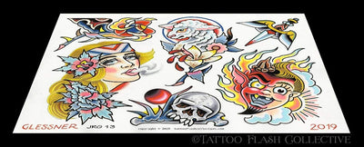 John Glessner 7 page Digital Flash #11-#17 - tattooflashcollective