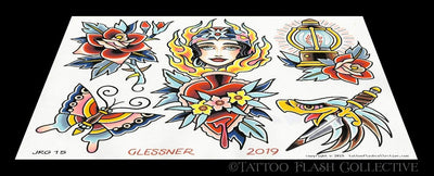 John Glessner 7 page Digital Flash #11-#17 - tattooflashcollective