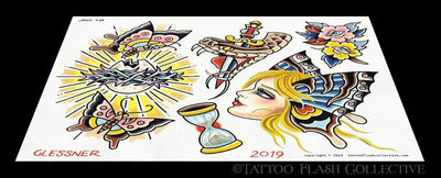 John Glessner 7 page Digital Flash #11-#17 - tattooflashcollective